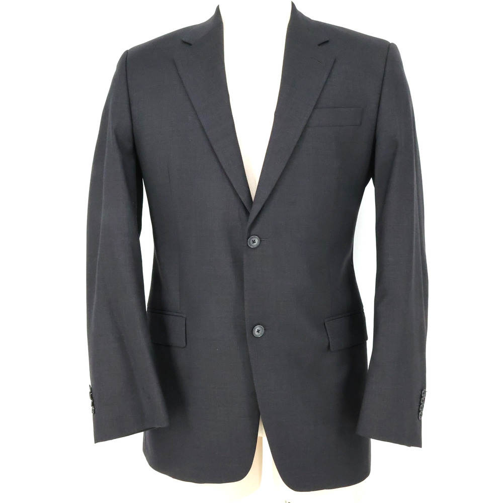 Calvin Klein Sport Coat Mens 40L Dark Gray Wool Jacket Lined Blazer Preppy